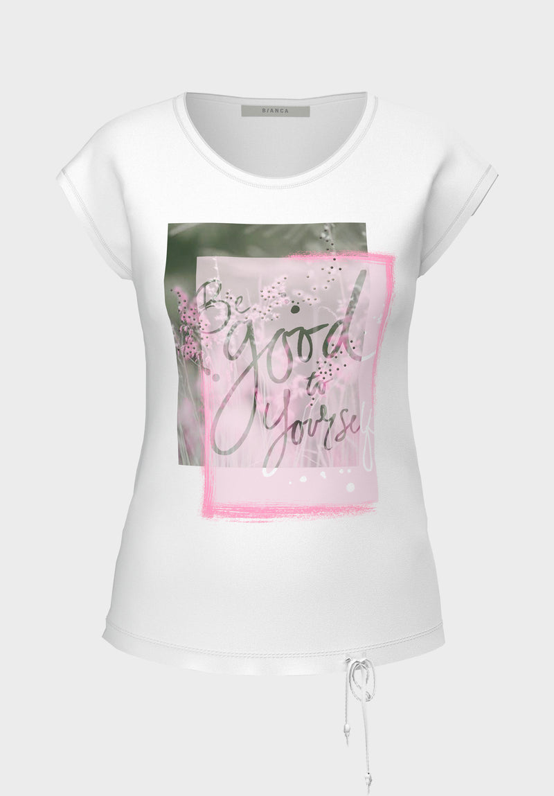 Pink It Up Front Applique T-Shirt - White