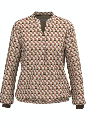 Long Sleeve Print Blouse - Beige