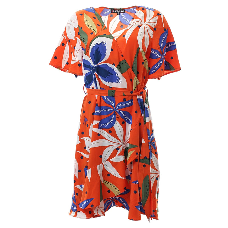 Bell 22 Wrap Dress - Orange