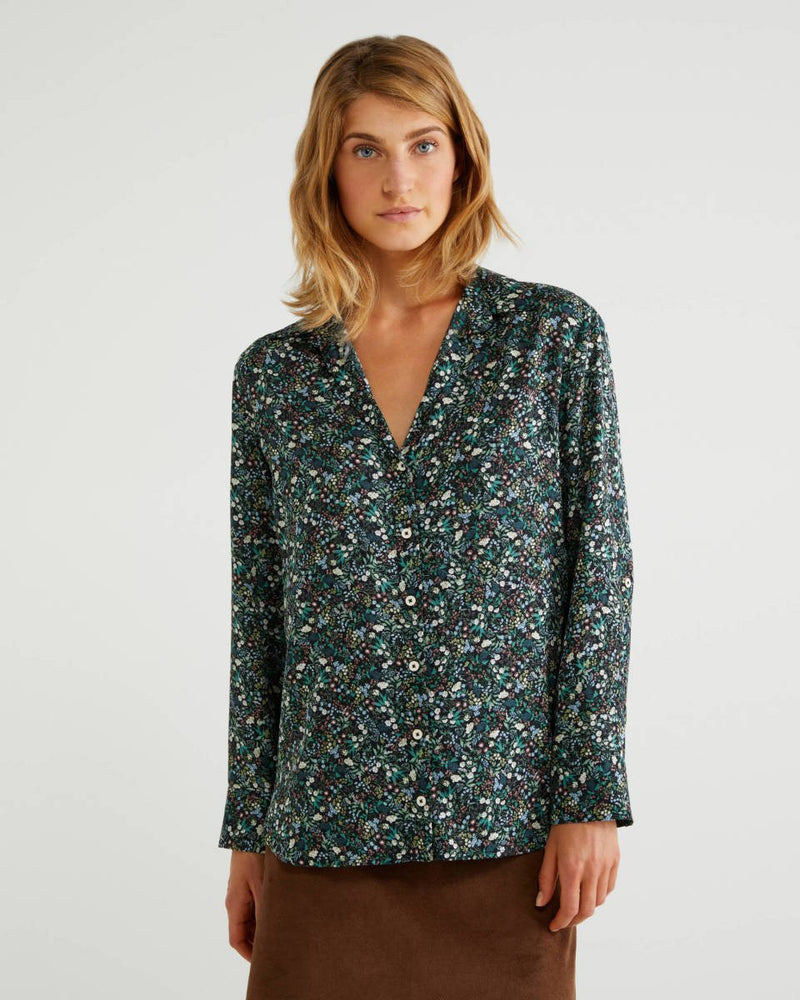 Floral Print Blouse - Black