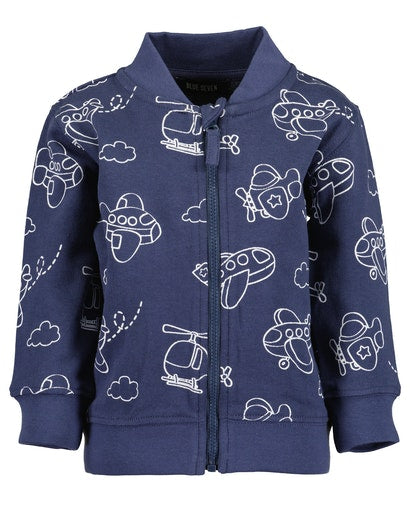 Boys Zip Up Sweater - Dark Blue