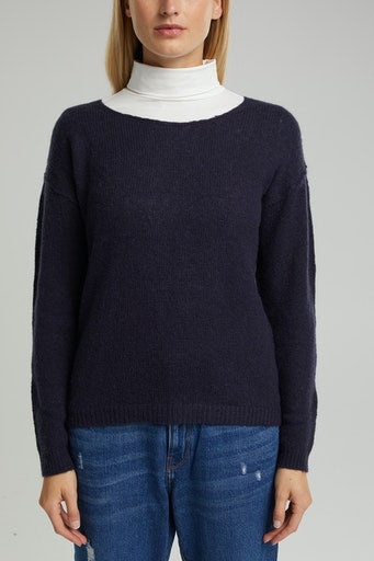 Round neck Sweater - Navy