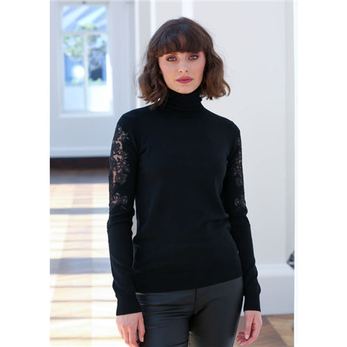 Elise Polo Neck Jumper - Black