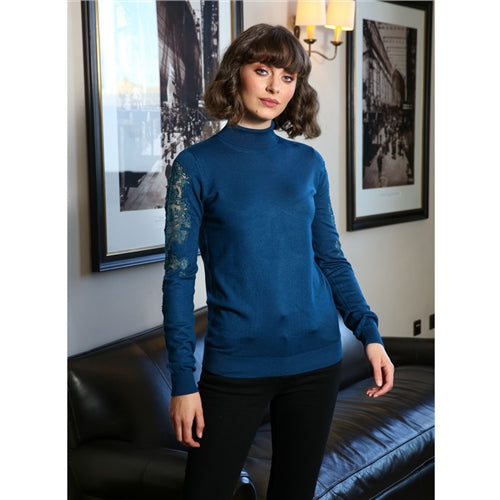 Elise Polo Neck Jumper - Teal