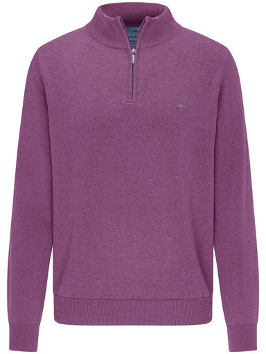 Plain Troyer Zip Jumper - Mauve