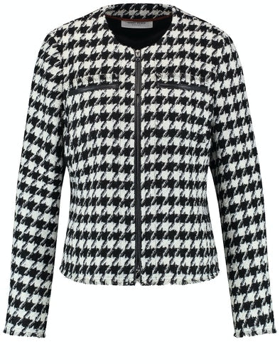 Inspiring Neotrad Houndstooth Cardigan - Black/ecru/white