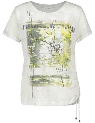 City Traveller Short Sleeve Top - Ecru/forest/lime