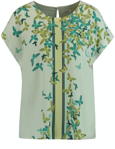 Inspiring Exotic Garden Short Sleeve Blouse - Off White/lime