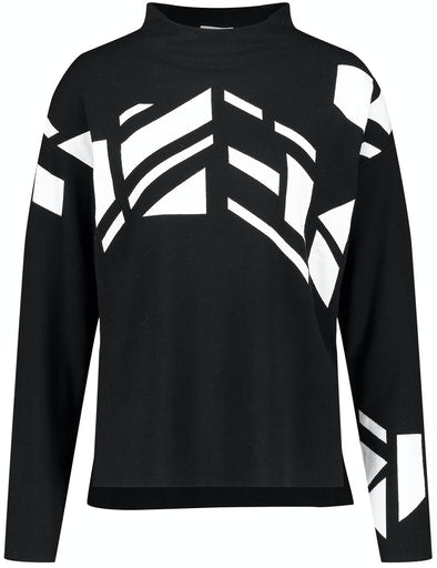 High Neck Jumper - Black/cream