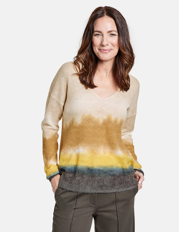 Urban Forest V Neck Jumper - Cedar/leaf/clay