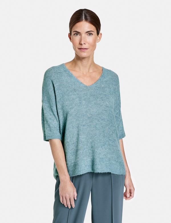 Timeless Blue V Neck Jumper - Arctic Melange