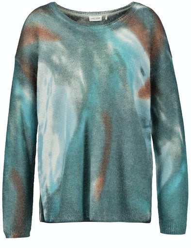 Timeless Blue Neck Jumper - Petrol/arctic Print