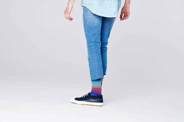 Half Stripe Sock - Blue