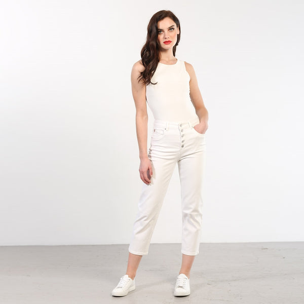 Jolie Mom Crop Jean - Soft White