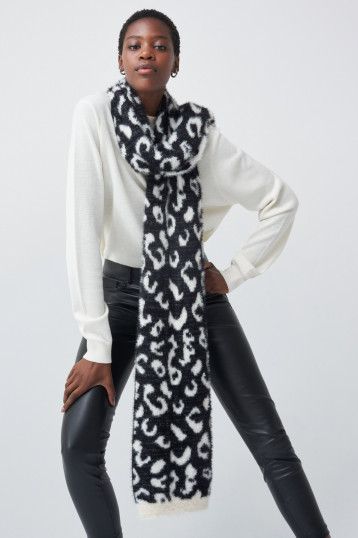 Animal Pattern Scarf - Black