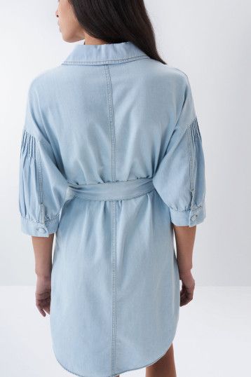 Lyocell Shirt Dress - Blue