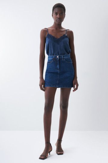 Secret Glamour Denim Mini Skirt - Mid Wash