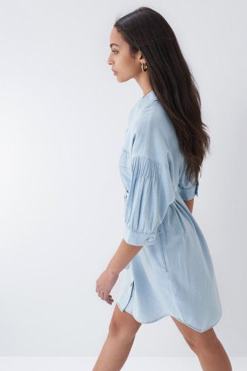 Lyocell Shirt Dress - Blue