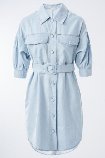 Lyocell Shirt Dress - Blue