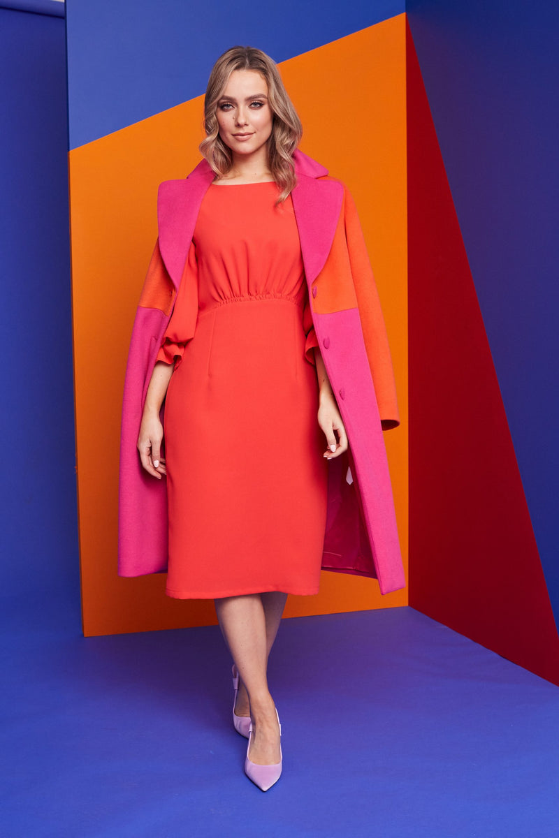 2 Tone Wool Coat - Bubblegum