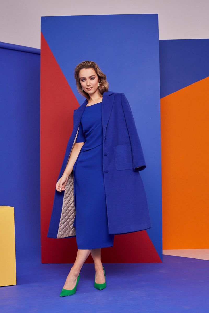 Patch Pocket Wool Coat - Royal Blue