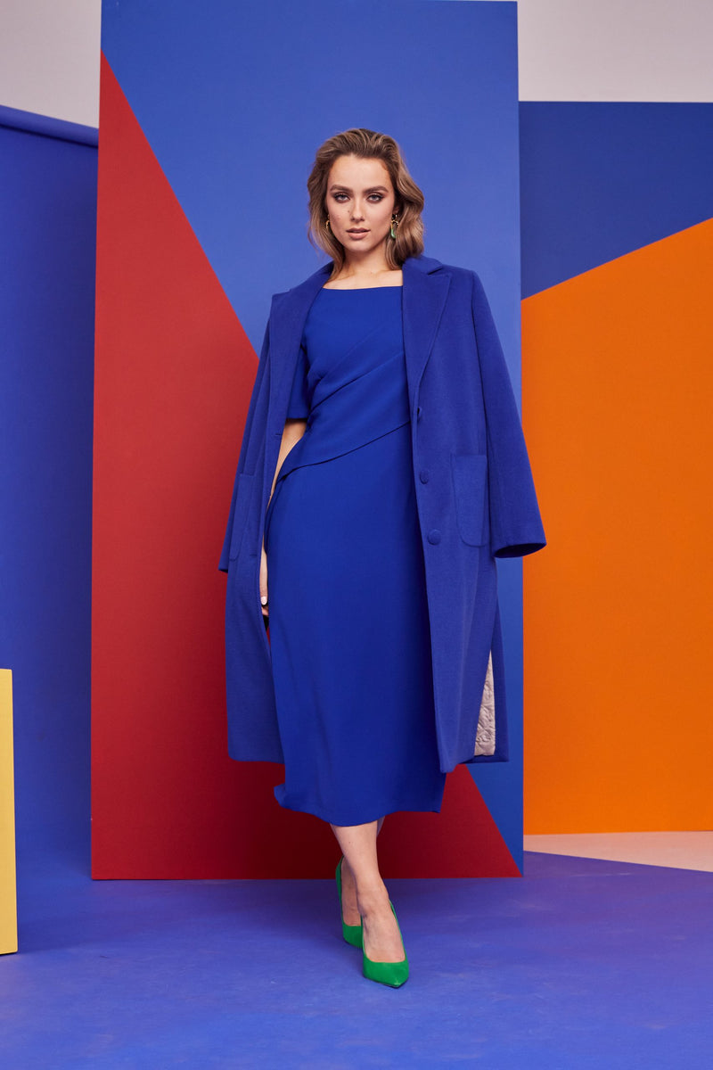 Patch Pocket Wool Coat - Royal Blue