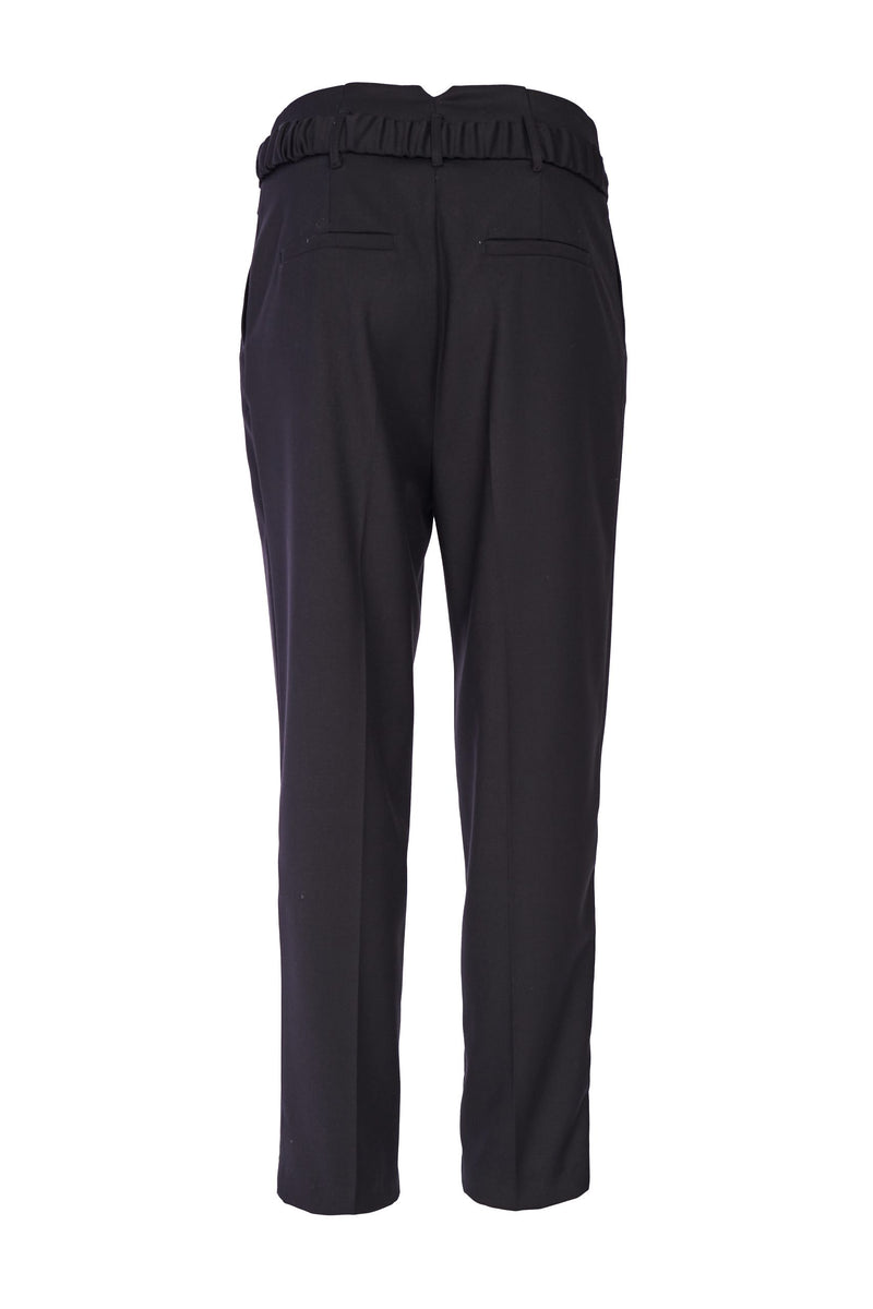 Buckle Waist Slim Trouser - Black