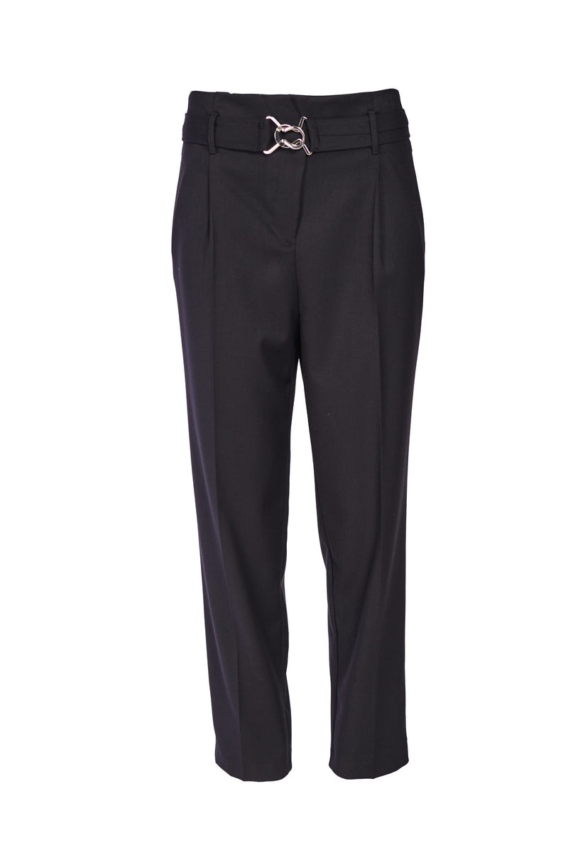 Buckle Waist Slim Trouser - Black