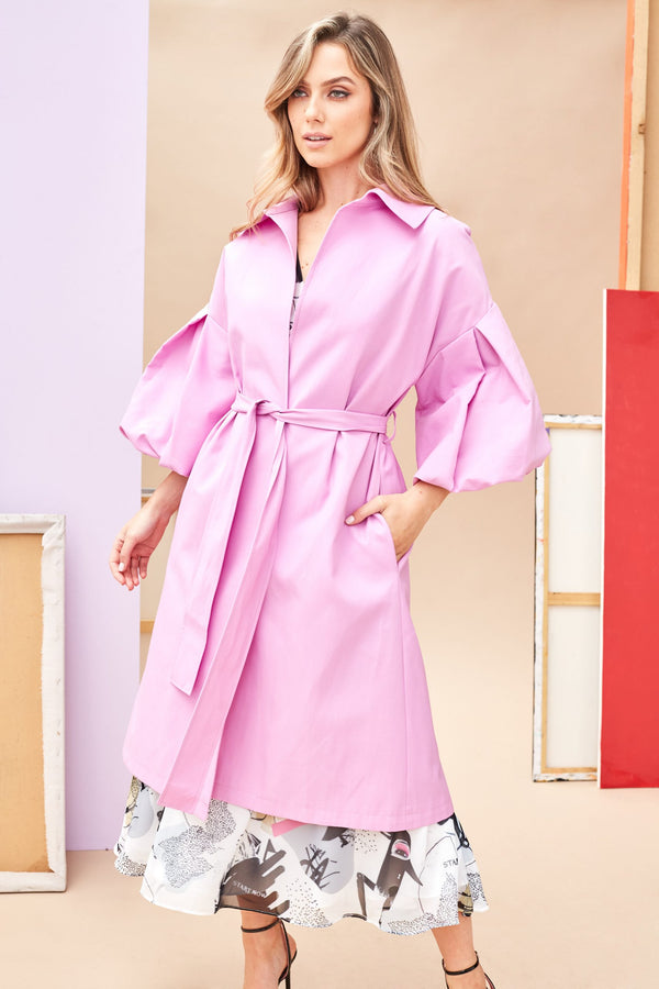 Bell Sleeve Wrap Coat - Bubblegum