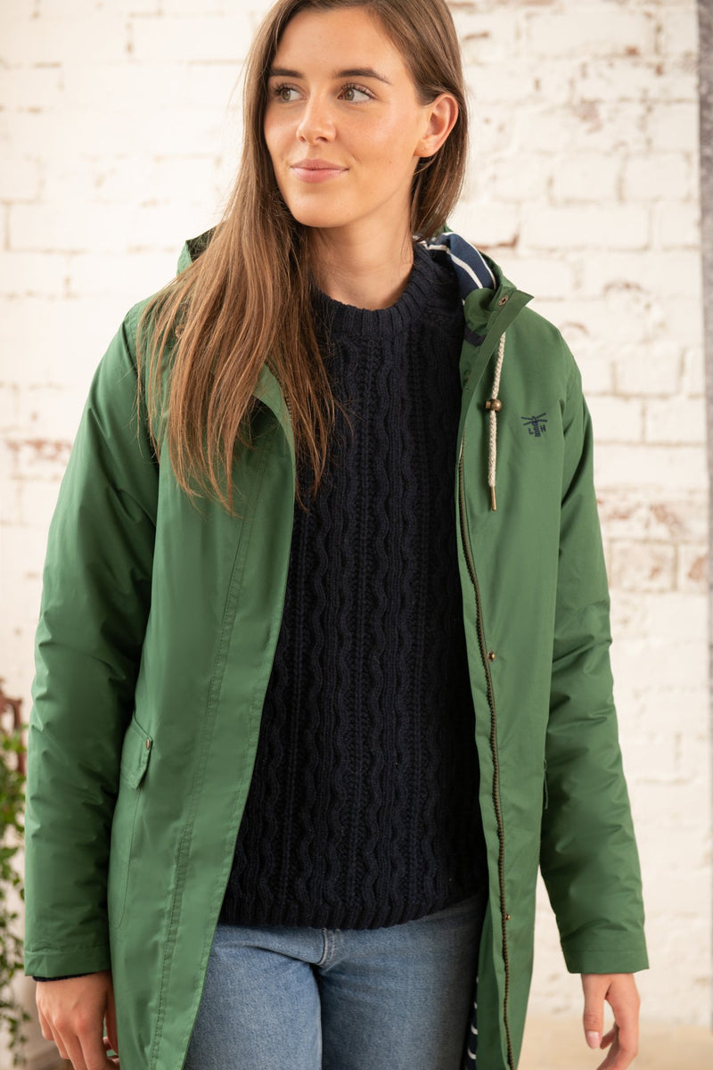 Iona Long Hooded Jacket - Deep Green