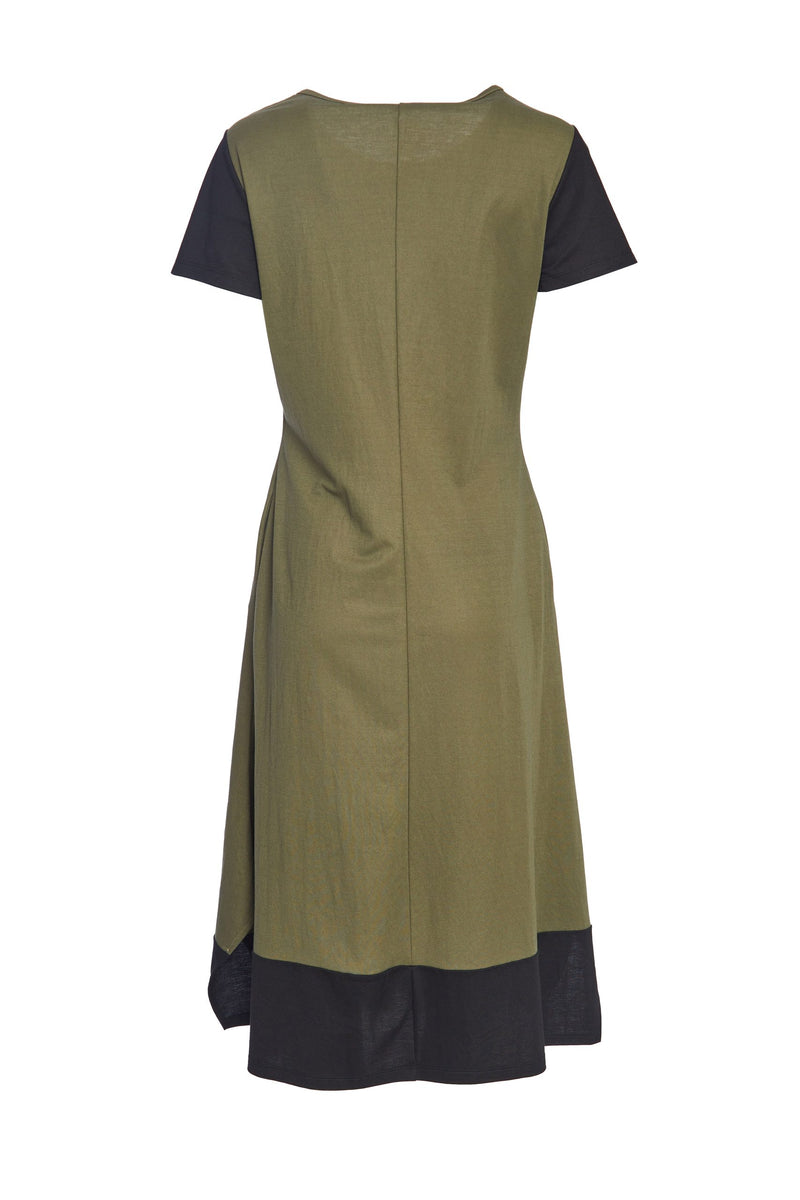 Contrast Hem Dress - Green