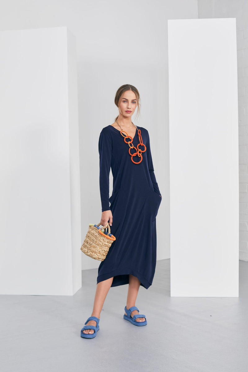 Pockets Jersey Dress - Navy