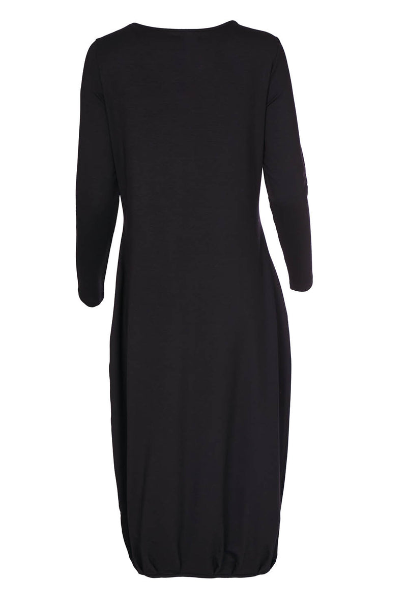 Contrast Panel Jersey Dress - Black/olive