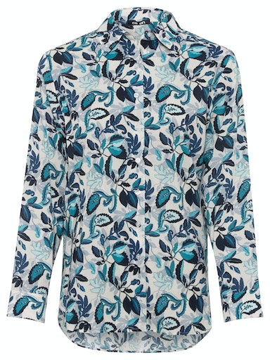 Long Sleeve Woven Blouse - Aqua Crystal