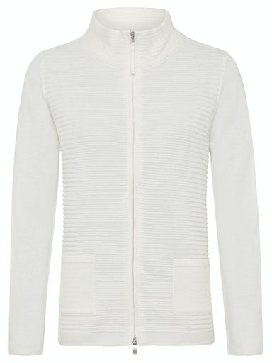 Zip Through Cardigan - White