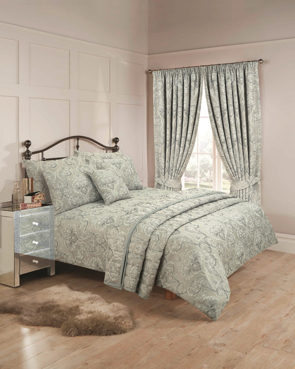 Ornate Damask Jacquard Duvet Cover Set - Silver