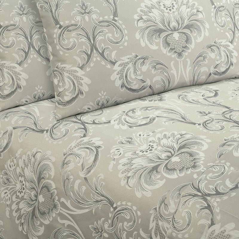 Ornate Damask Jacquard Duvet Cover Set - Silver