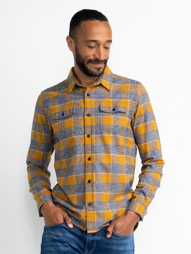 Long Sleeve Check Shirt - Dark Gold