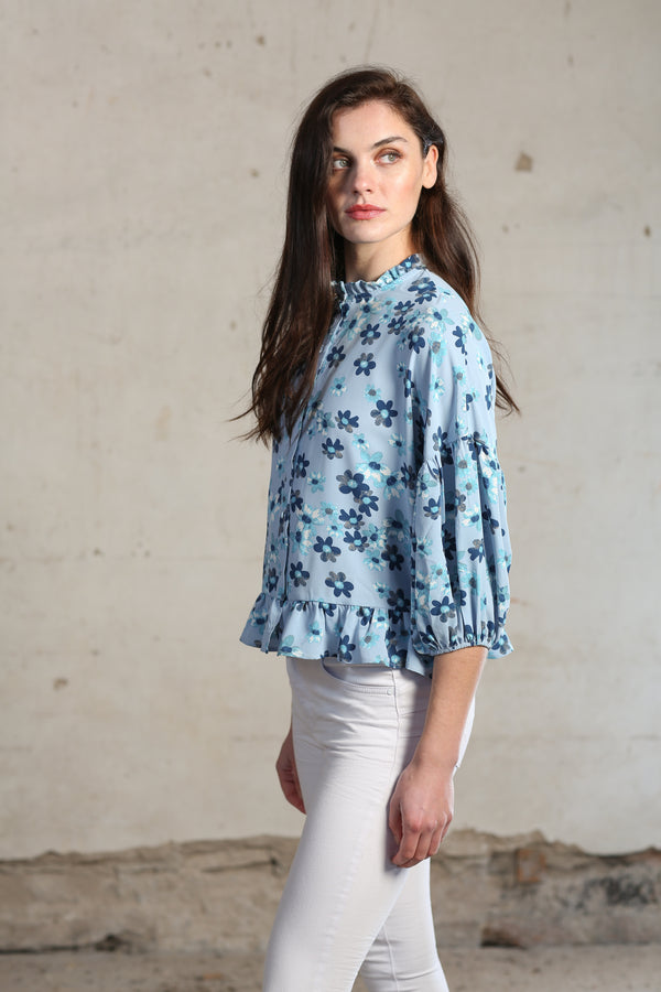 Imogen Blouse - Blue Daisy