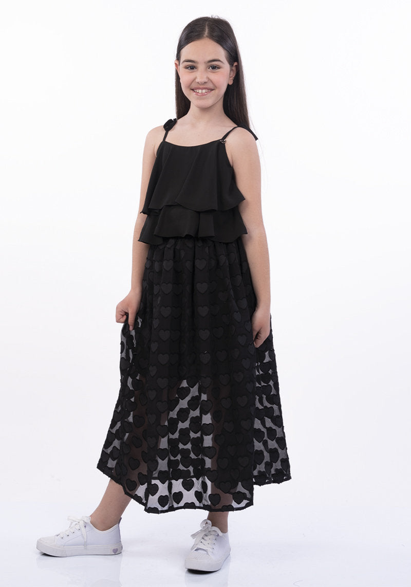 Flounced Shirt & Skirt - Black