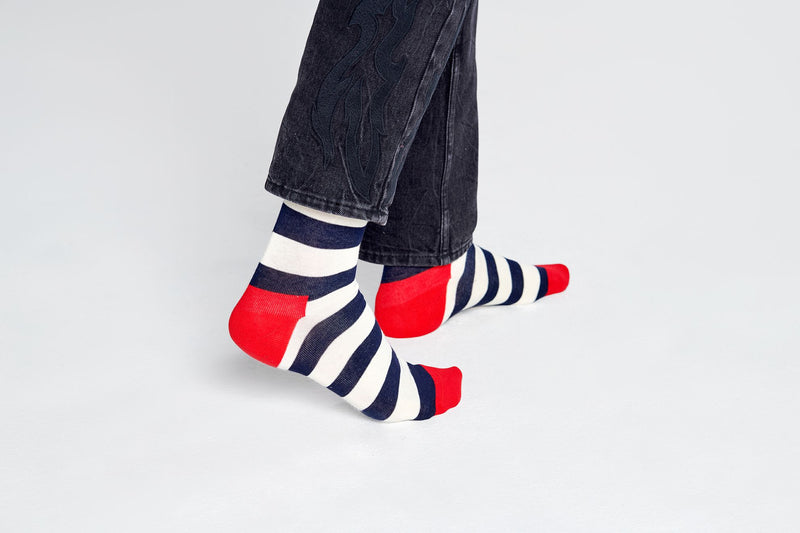 Stripe Sock - Navy/cream/red