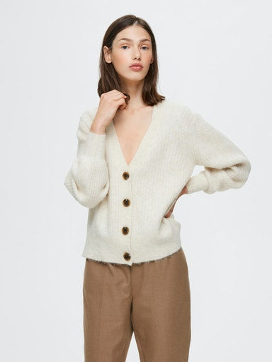 Kai Ribbed Cardigan - Sandshell Melange