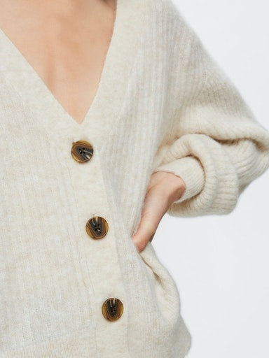 Kai Ribbed Cardigan - Sandshell Melange