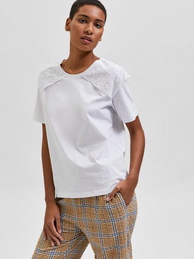 Olivia Broderie T-shirt - Bright White