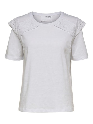 Olivia Broderie T-shirt - Bright White