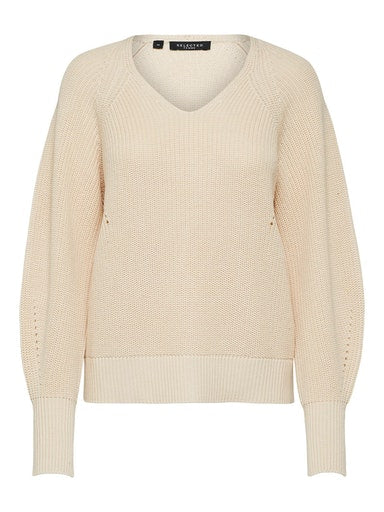 Emmy V Neck Jumper - Sandshell