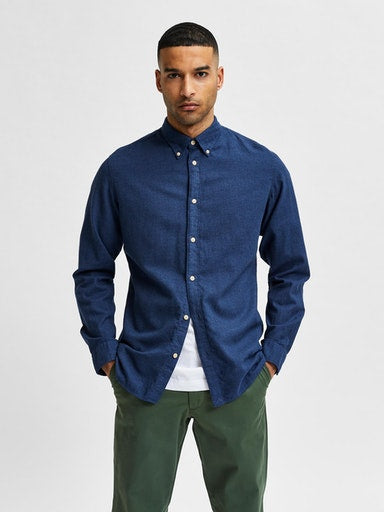 Flannel Long Sleeve Shirt - Dark Sapphire