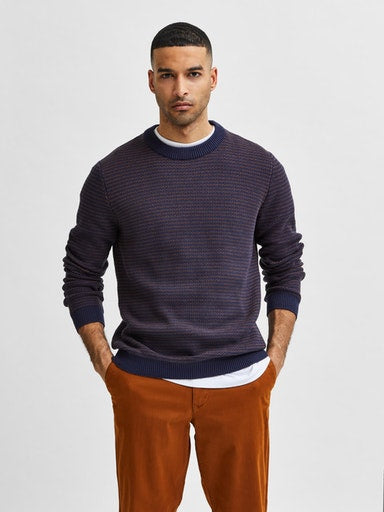 Wes Crew Neck Jumper - Navy Blue