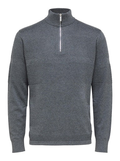 Maine 1/4 Zip Jumper - Dark Grey Melange