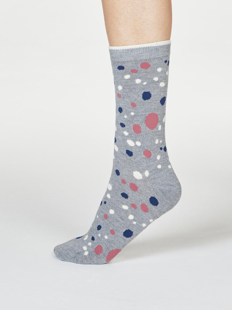 Lucille Spot Socks - Grey Marle